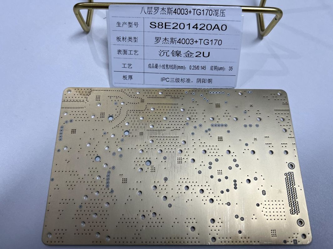 8 Lớp Rogers RO4003 + FR4 TG170 Bề mặt vàng Rogers Board PCB Green Solder Mask