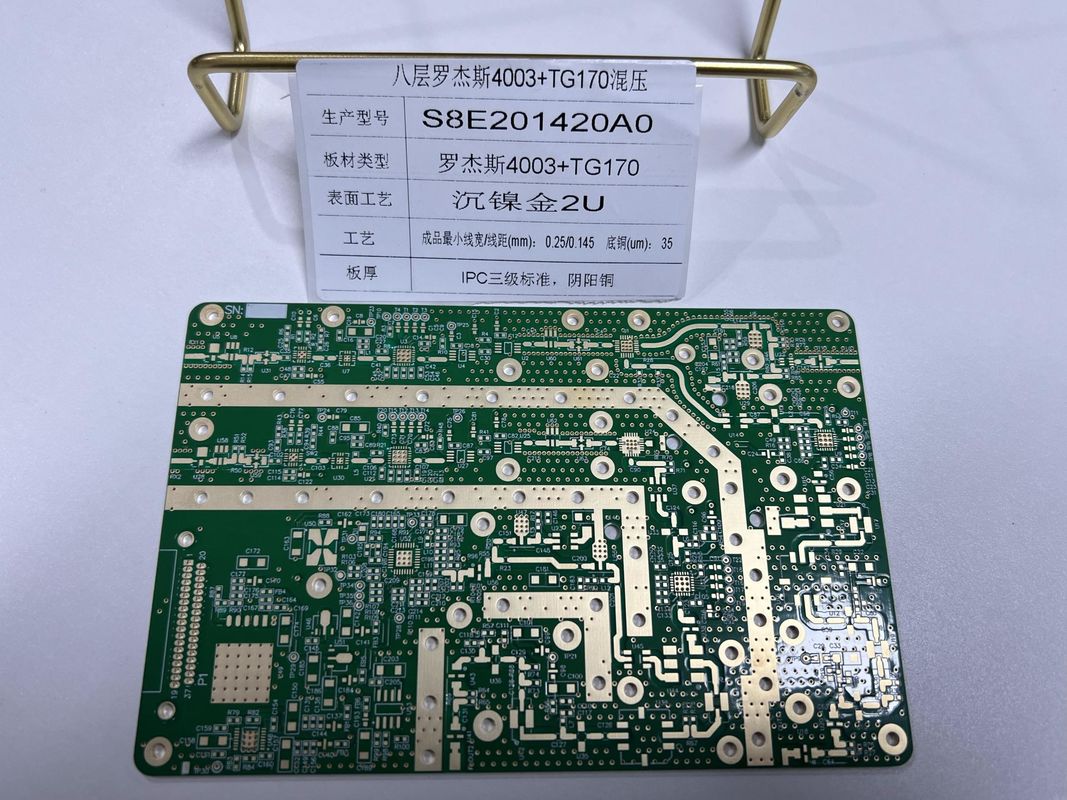 1.6mm Rogers Circuit Board 8 lớp R4003 + FR4 TG170 IPC3 hỗn hợp trở và VIPPO
