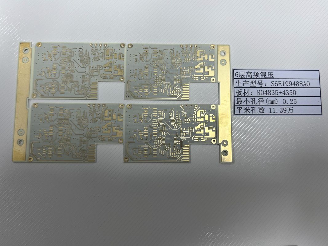 100% Thử nghiệm điện Rogers PCB Board With Gold Finish 6 Lớp RO4835+4350 hỗn hợp