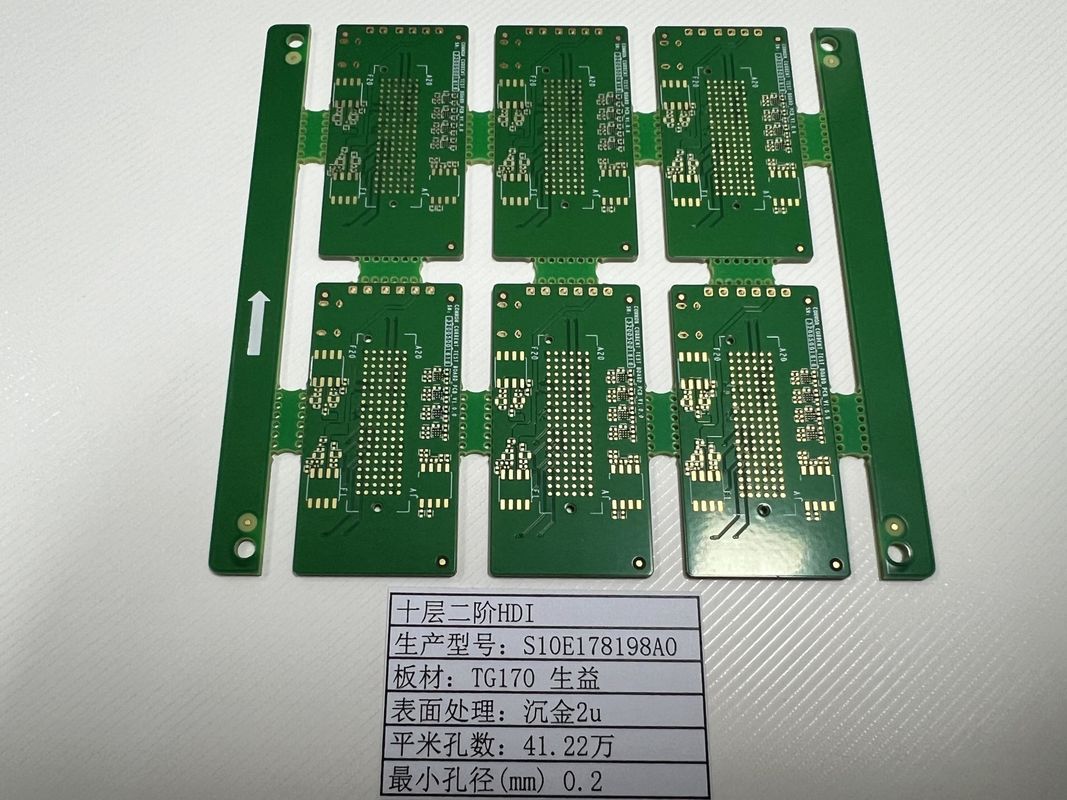 10L HDI PCB Board 2 + N + 2 với dấu vết tối thiểu 3 / 3mil Board 0.4-3.2mm SHENGYI TG170 ENIG3-8U
