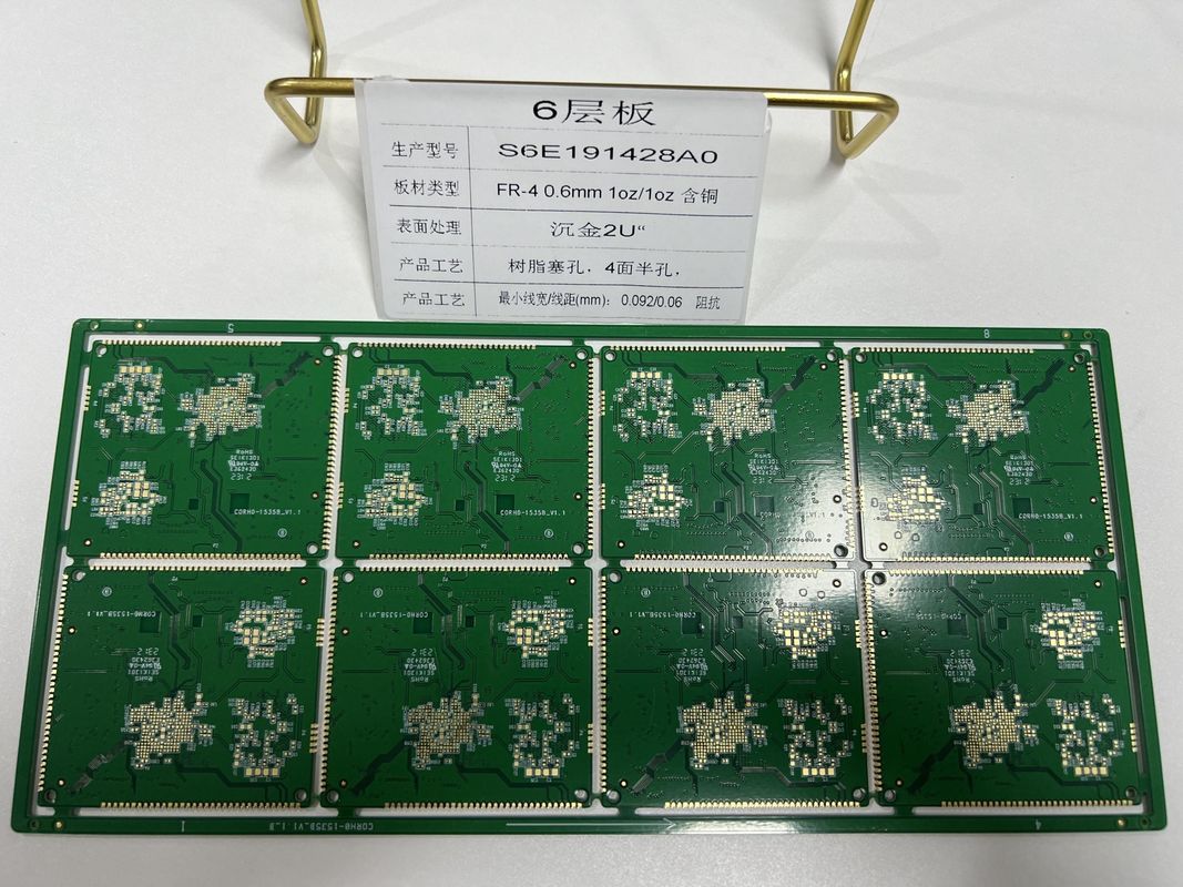 HDI PCB Board bền 6-32 Lớp HDI Bốn mặt nửa lỗ kích thước lỗ laser 0,075Mm