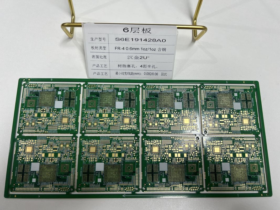 6 Lớp ổ đèn HDI Rigid Flex Pcb Half Hole 3/3Mil Kiểm soát trở