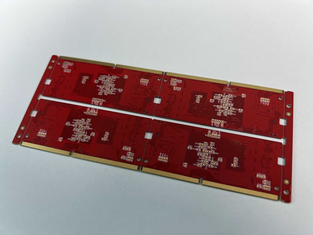 Bảng PCB bề mặt nhiều lớp bằng vàng ngâm với màu mặt nạ hàn đỏ và trọng lượng đồng 0,25OZ